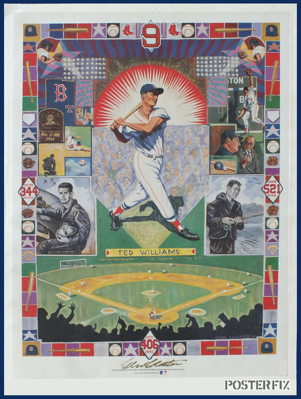 Ted Williams .406 Anniversary - Jimmy Fund Poster - 1991 by Cloutier