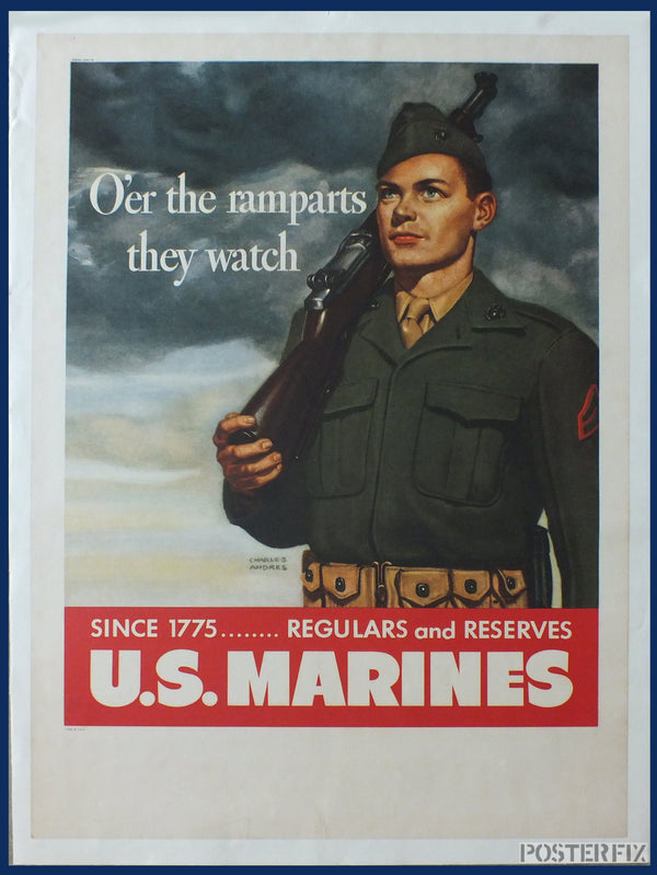 U.S. Marines..O'er The Ramparts They Watch original 1959 Poster by Charles J. Andres