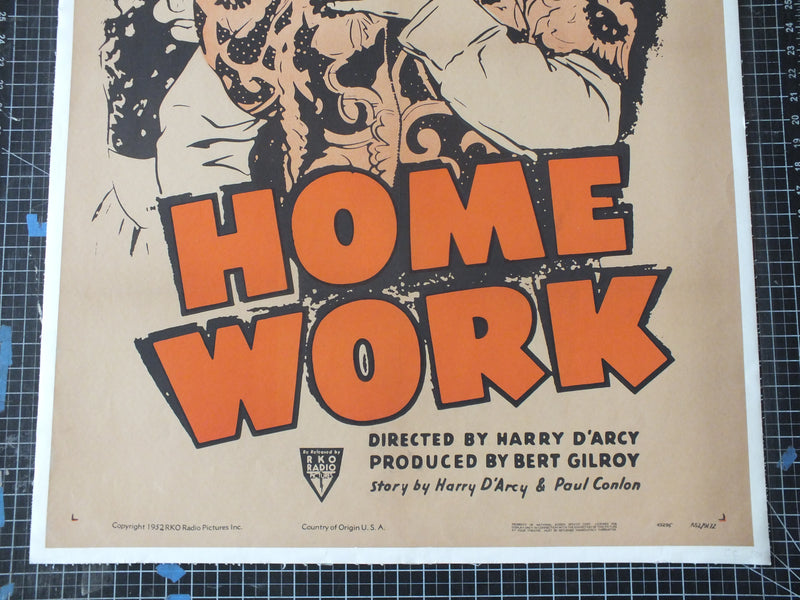 Home Work - Leon Errol - RKO original re-release 1-sheet Poster - 1952