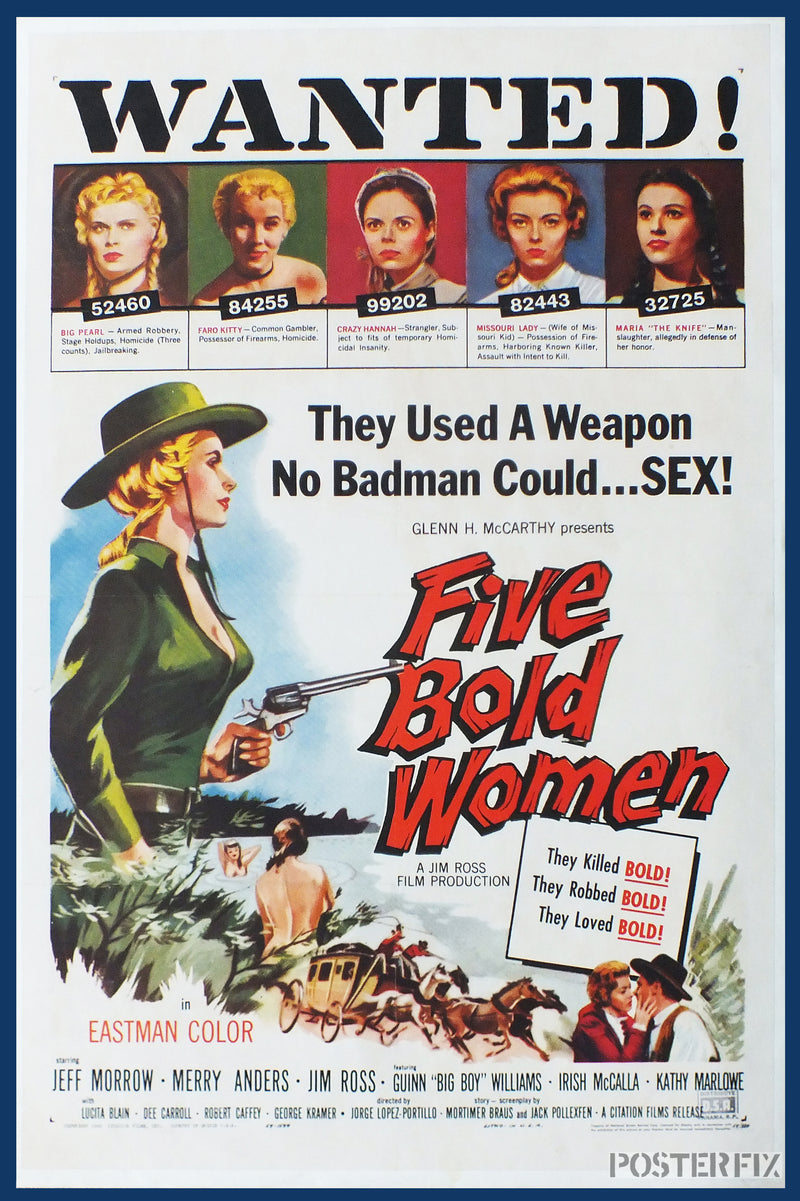 Five Bold Woman - Jeff Morrow original US 1-sheet Poster - 1959